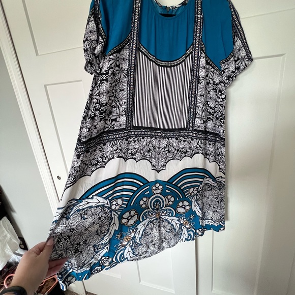 Express Turquoise Colorful Shift Straight Dress - Picture 3 of 8